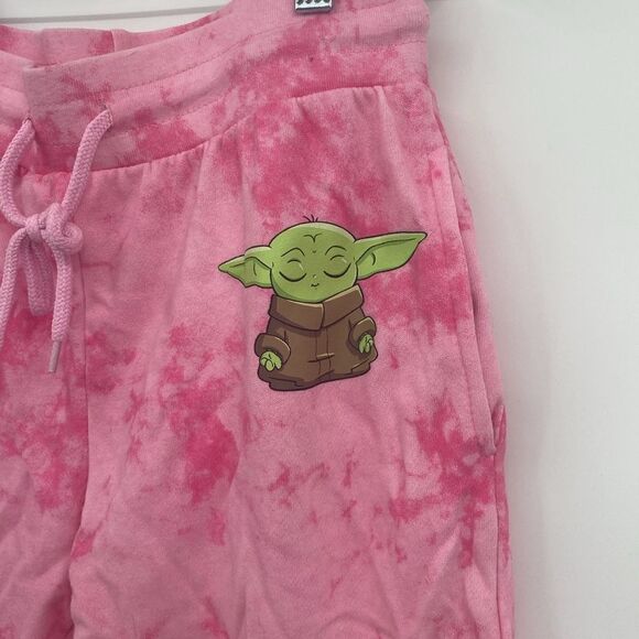 Star Wars Pink Tie Dye Baby Yoda Character Jogger Sweat Pants Elastic Waist XL - Picture 3 of 6